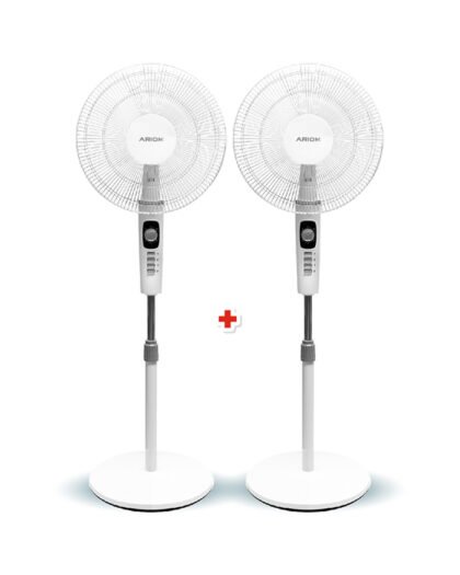ARION Blanco 16" Stand Fans with Timer – White/Grey Model FS-1641, Set of 2