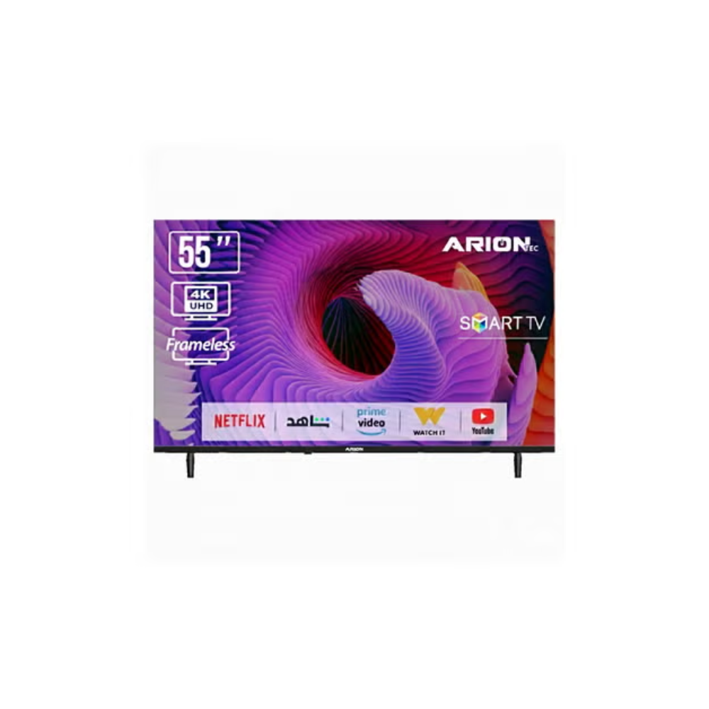 Arion 55-Inch 4K UHD Smart Android TV, Ultra HD Resolution, A+ Grade Panel, Frameless Design, Wi-Fi, HDMI 2.0 & USB Connectivity – AR-55 T4S