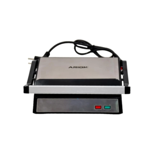 Arion 2-Slice Panini Grill & Sandwich Maker - 1500W Pressing Maker with Non-Stick Corrosion-Resistant Plates, 180° Open Flat Design, Cool Touch Handle & Oil Drip Tray - Stainless Steel/Black