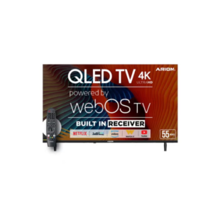 أريون تلفزيون 55 بوصة الذكي 4K UHD QLED – نظام WebOS Hub،WebOs, تقنية ThinQ AI، تصميم بدون حواف، نظام صوت Dolby Audio،، بلوتوث وواي فاي – موديل AR-55 WOS (55DF2)