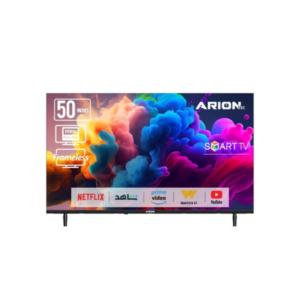 أريون تلفزيون 50 بوصة ذكي بنظام أندرويد 4K UHD، دقة فائقة الوضوح، شاشة فئة A+، تصميم بدون حواف، واي فاي – AR-50 T4S