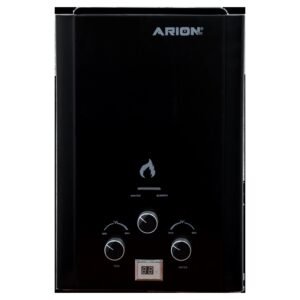ARION AR-6FX 6L black LPG water heater, front view